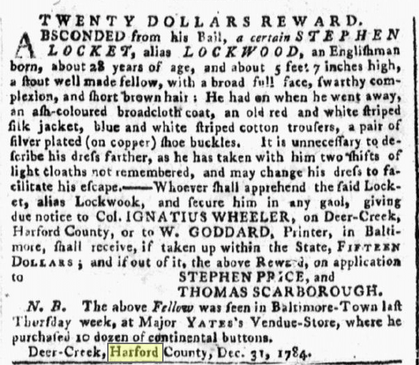 Maryland Journal, January 11, 1785. American Antiquarian Society.